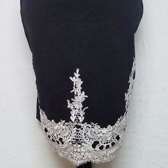 HAUTE Monde Black Ivory Lace Midi Bodycon Dress - Picture 4 of 9